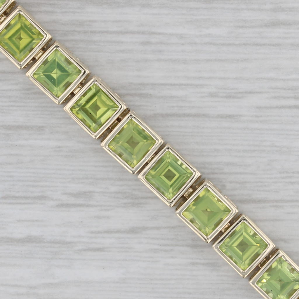 Gray 13.50ctw Peridot Tennis Bracelet 10k Yellow Gold 7.25" 6mm