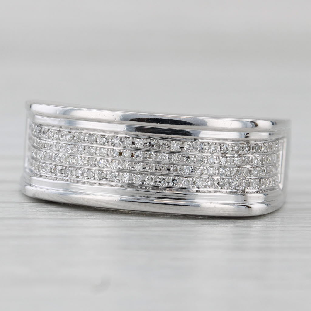 Gray 0.32ctw Diamond Men's Wedding Band 10k White Gold Size 10.5