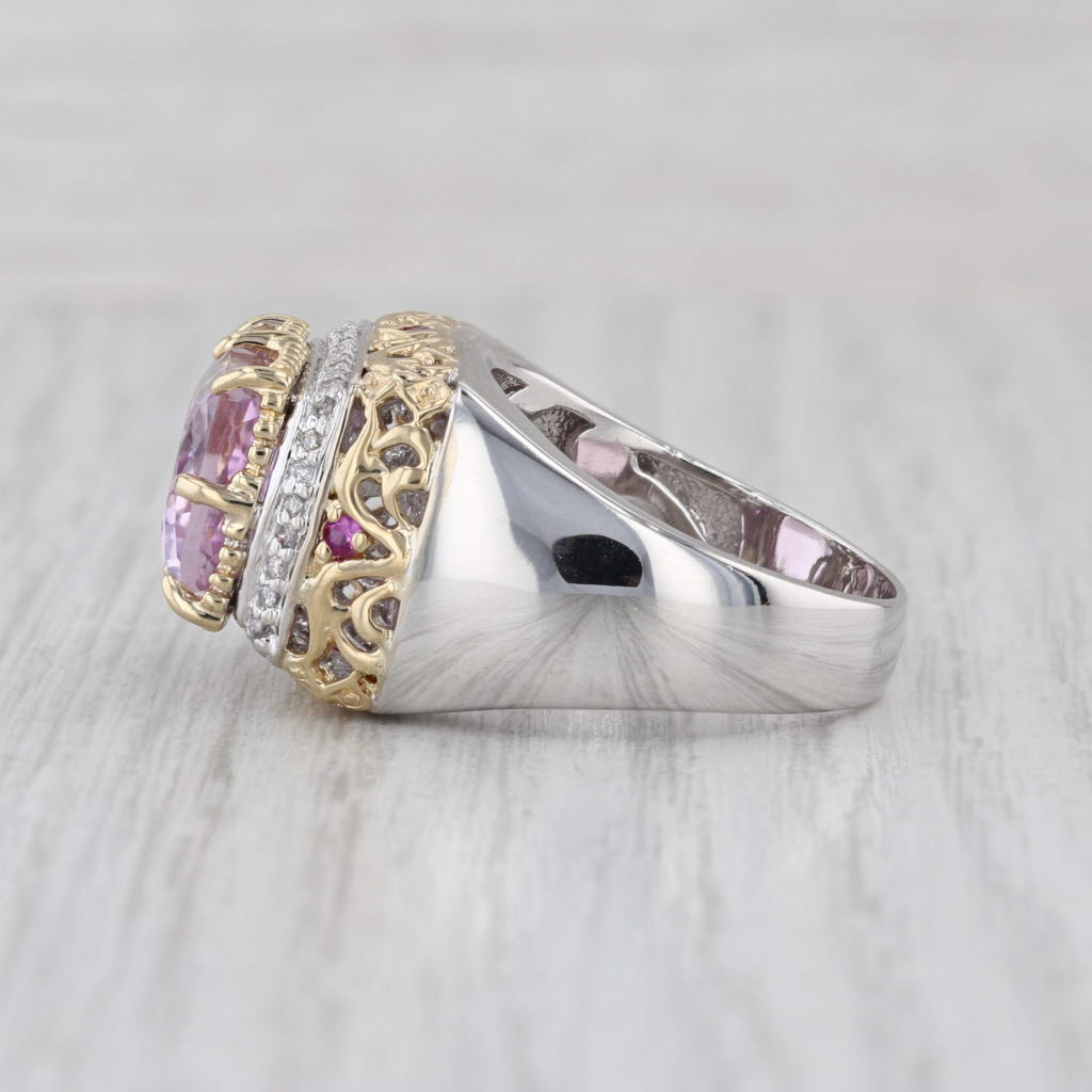 8.18ctw Pink Kunzite Sapphire Diamond Halo Ring 14k Yellow White Gold Size 9