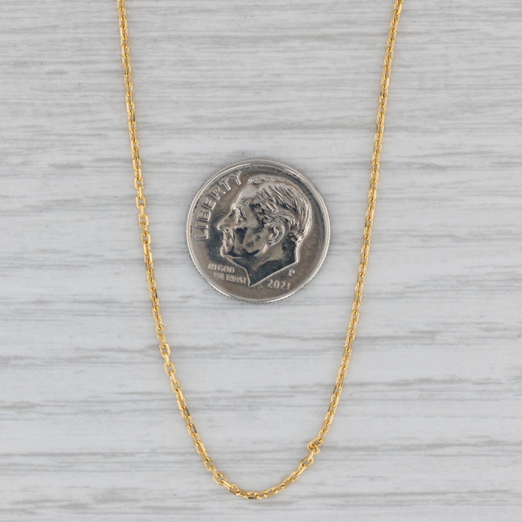Gray 17.5" 0.9mm Cable Chain Necklace 21k Yellow Gold