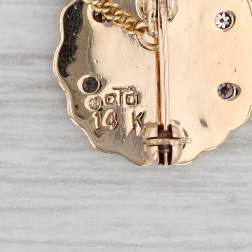 Light Gray Diamond Bell South Telephone Pendant 14k Yellow Gold Service Pin