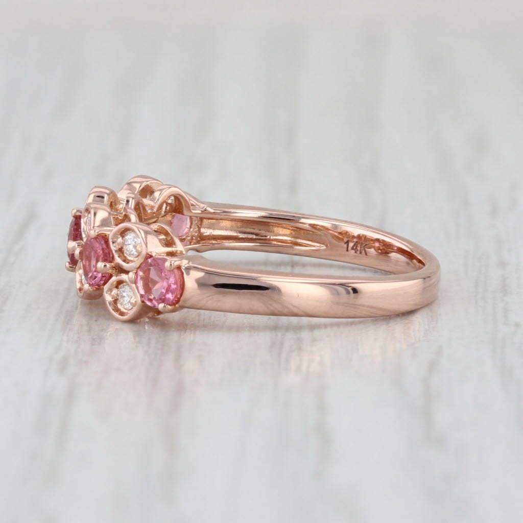 0.62ctw Diamond Pink Tourmaline Ring 14k Rose Gold Size 7 Stackable Band