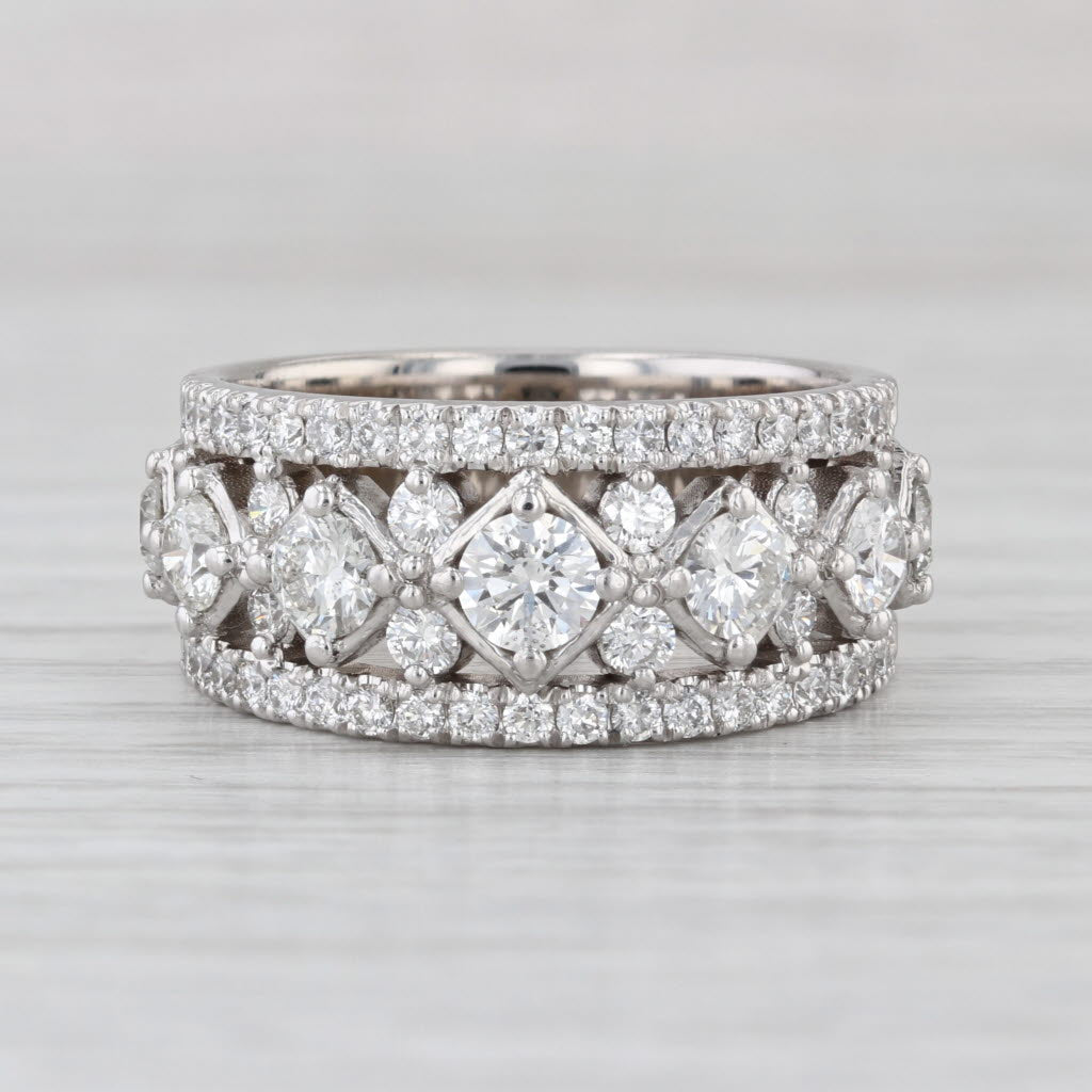2.53ctw Diamond Ring 14k White Gold Anniversary Wedding Stacked Band Size 9.5