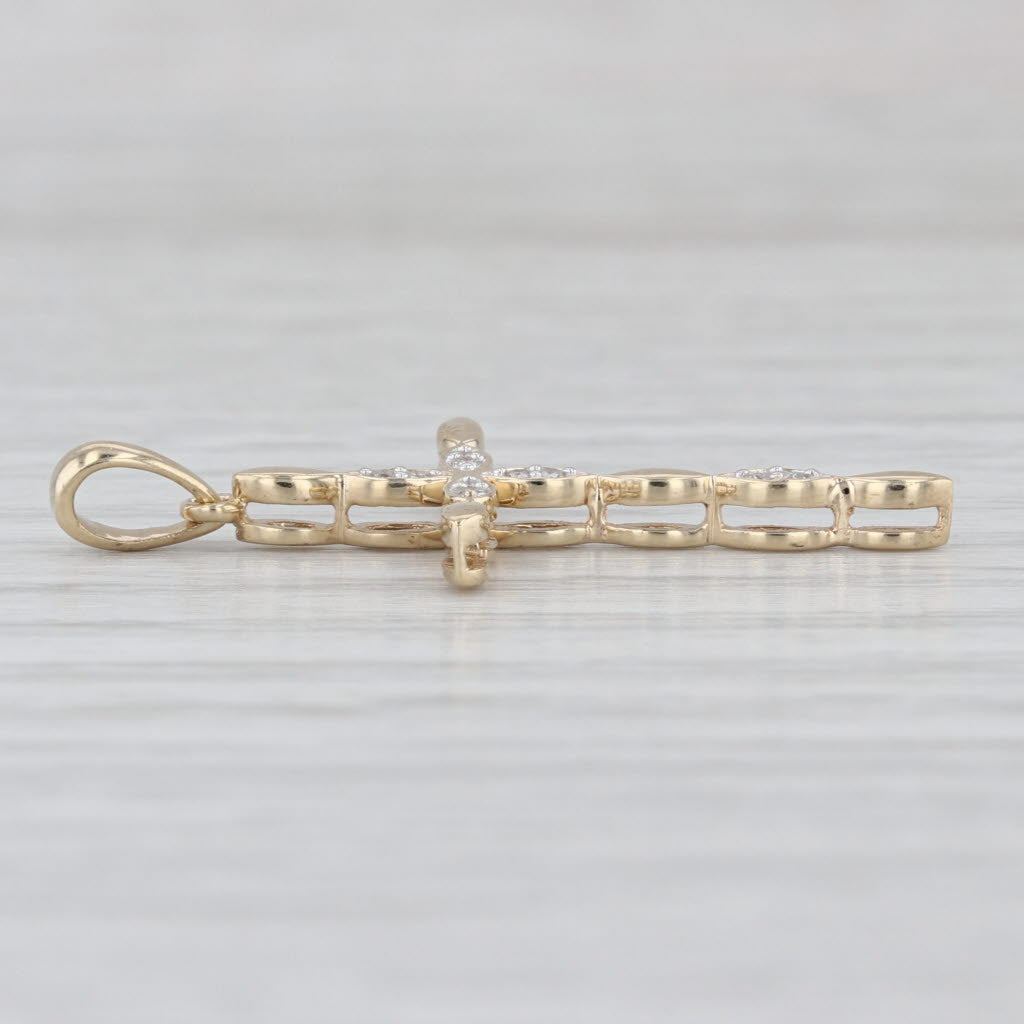 Diamond Accented Cross Pendant 10k Yellow Gold