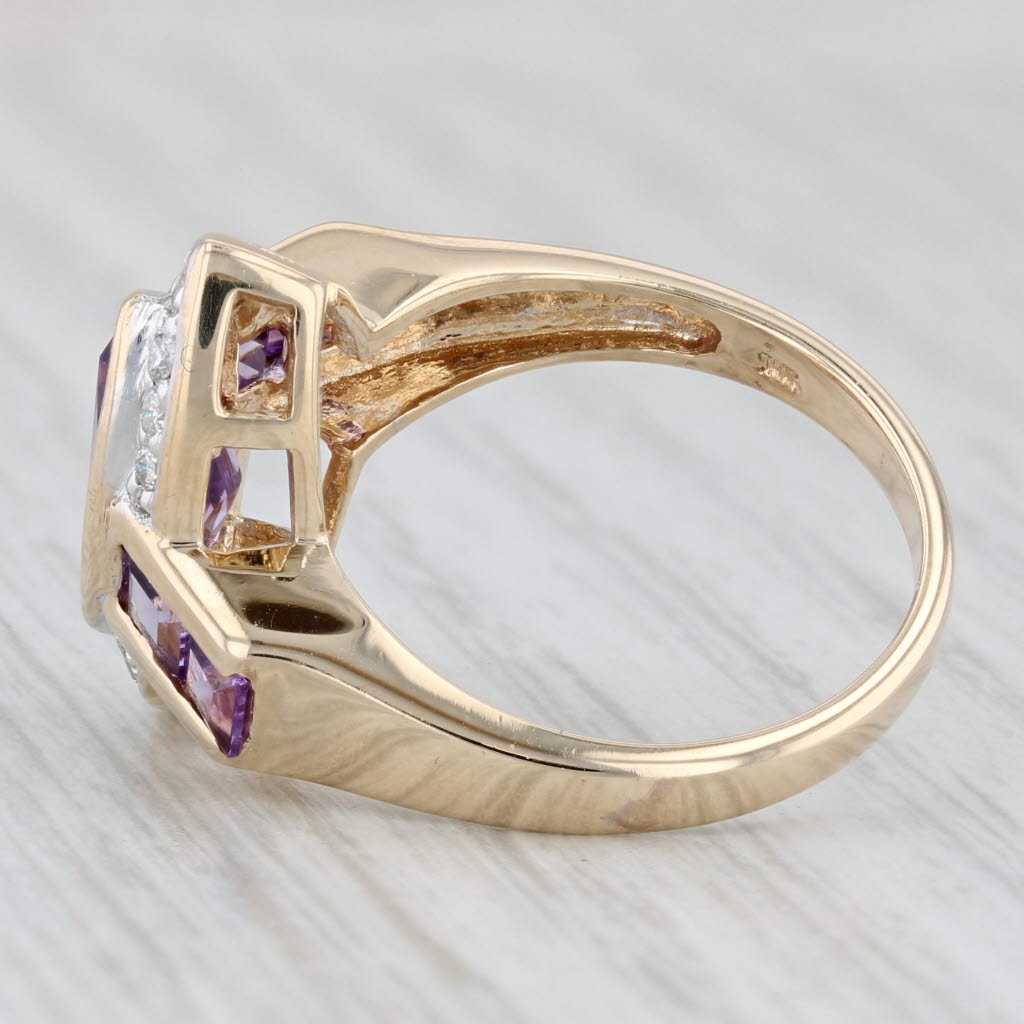 Light Gray 2.62ctw Marquise Amethyst Diamond Ring 10k Yellow Gold Size 6