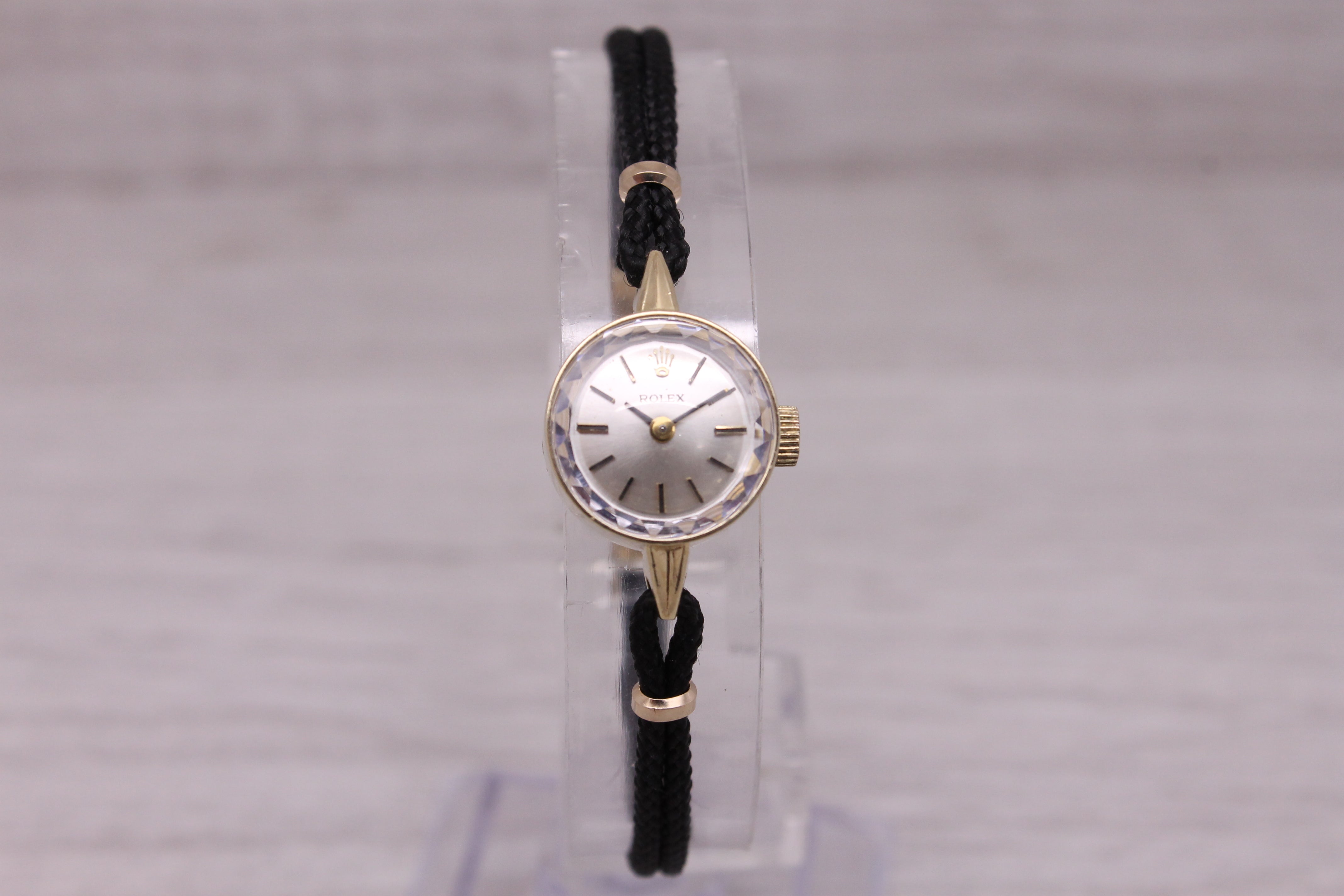 Dark Gray Vintage c.1960 Rolex 14k Yellow Gold Ladies Cocktail Watch cal.1400 - Serviced -