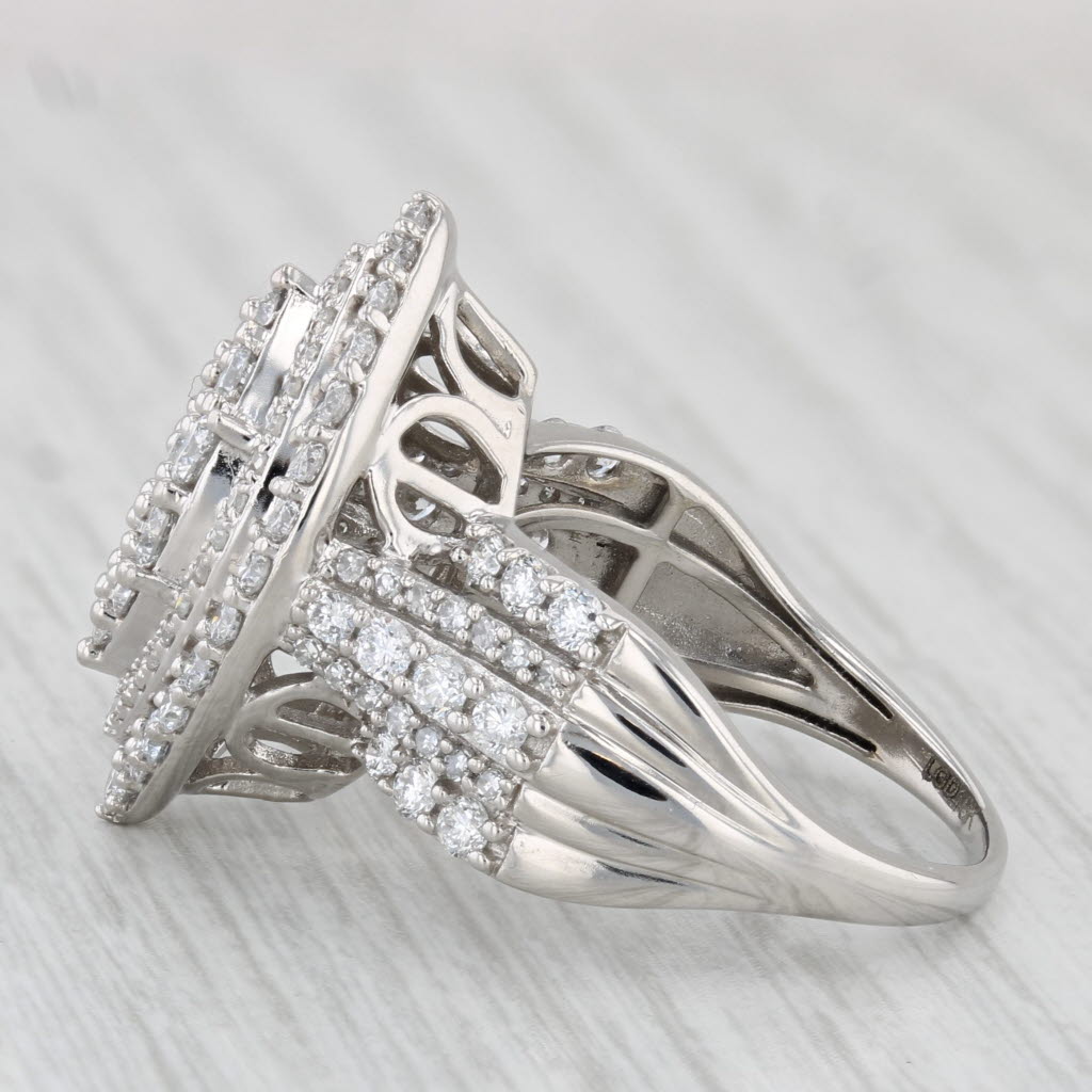 Light Gray 1.89ctw Lab Created Diamond Marquise Halo Ring 10k White Gold Size 8 Cocktail