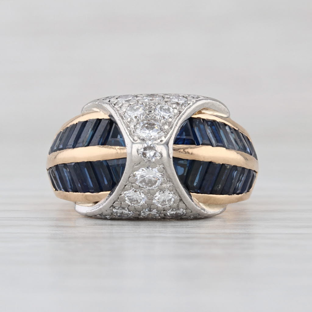 Unique 2.58ctw Diamond Blue Sapphire Ring 18k Gold Platinum Size 7.5 Hammerman