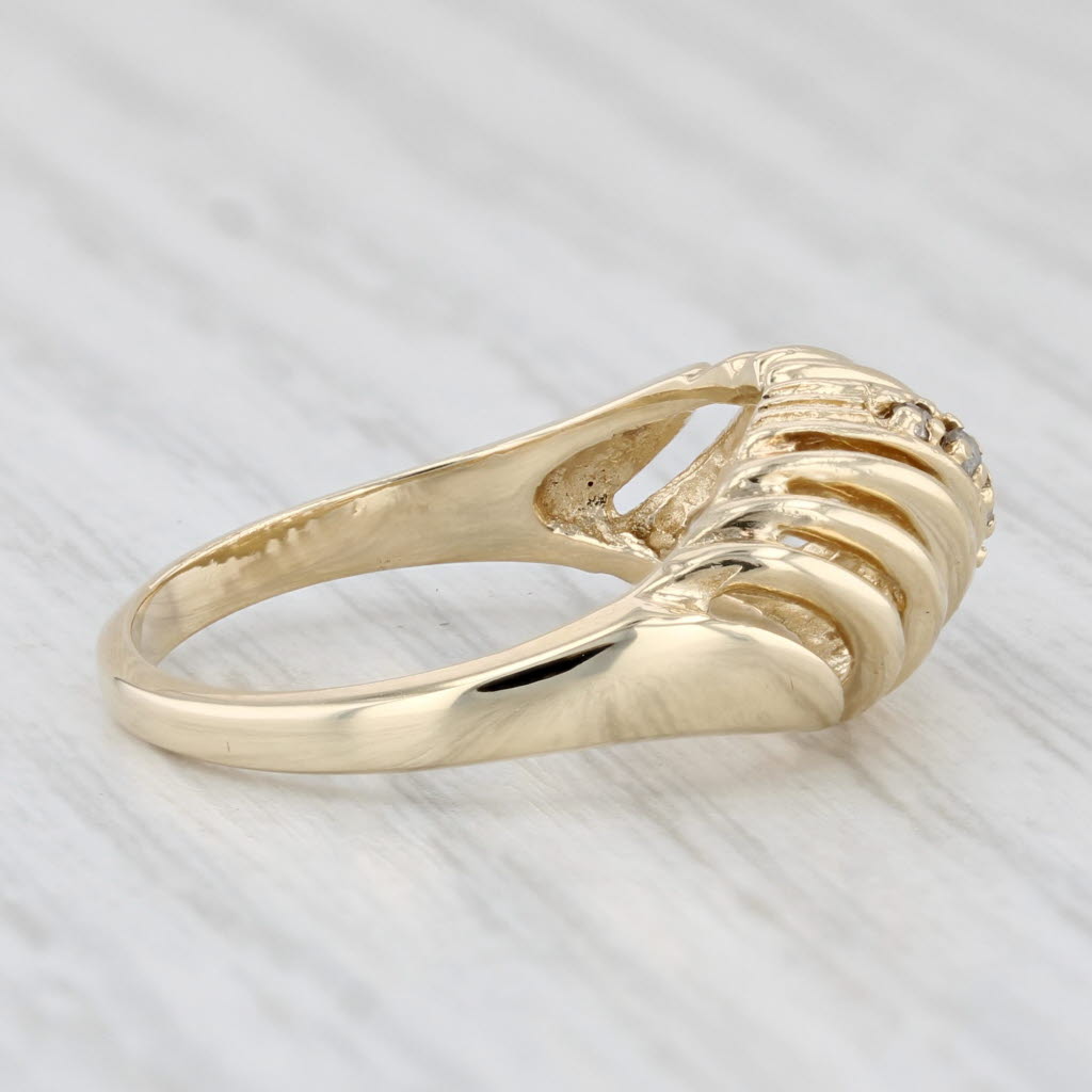 Light Gray Diamond Scalloped Ring 10k Yellow Gold Size 6