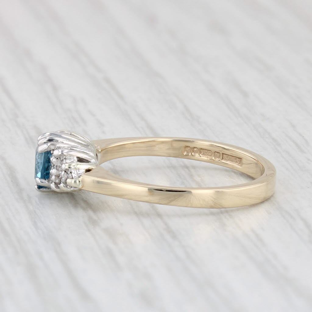 Light Gray 0.41ctw Heart Topaz Diamond Halo Ring 9k Yellow Gold Size 5.5 British