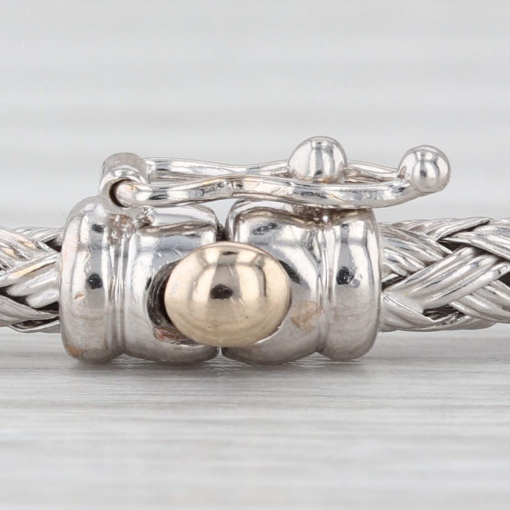 Basketweave Bangle Bracelet 18k White Gold 6.75" 2.8mm