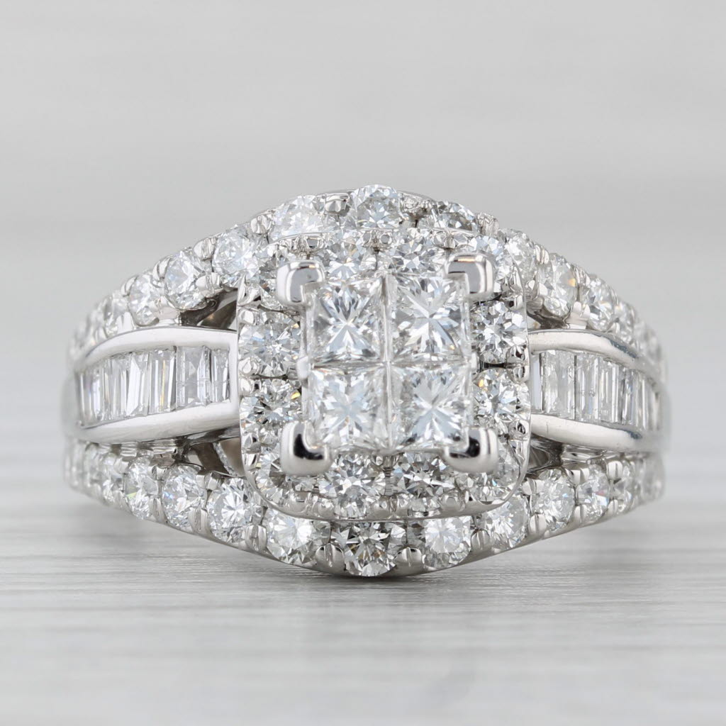 Gray 2.78ctw Diamond Halo Bridal Ring 14k White Gold Size 8.5