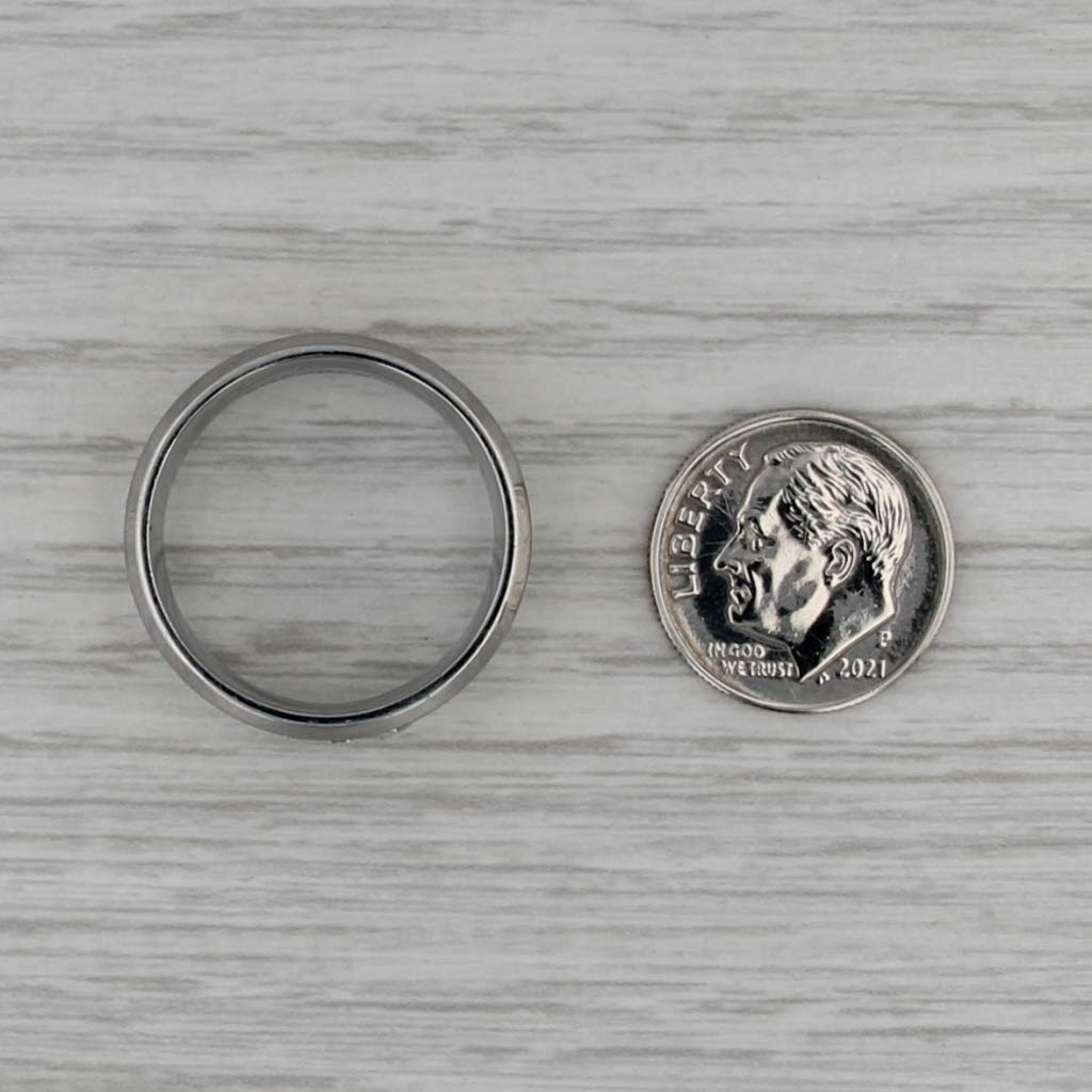 Cubic Zirconia Greek Key Ring Sterling Silver Size 9-9.25 Band Men's Wedding