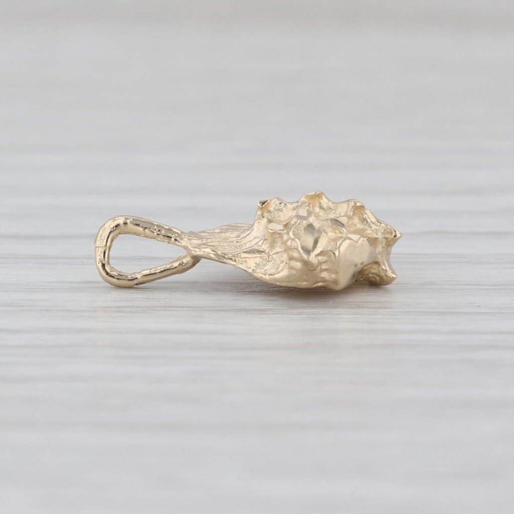 Conch Shell Charm 14k Yellow Gold Small Nautical Drop Pendant