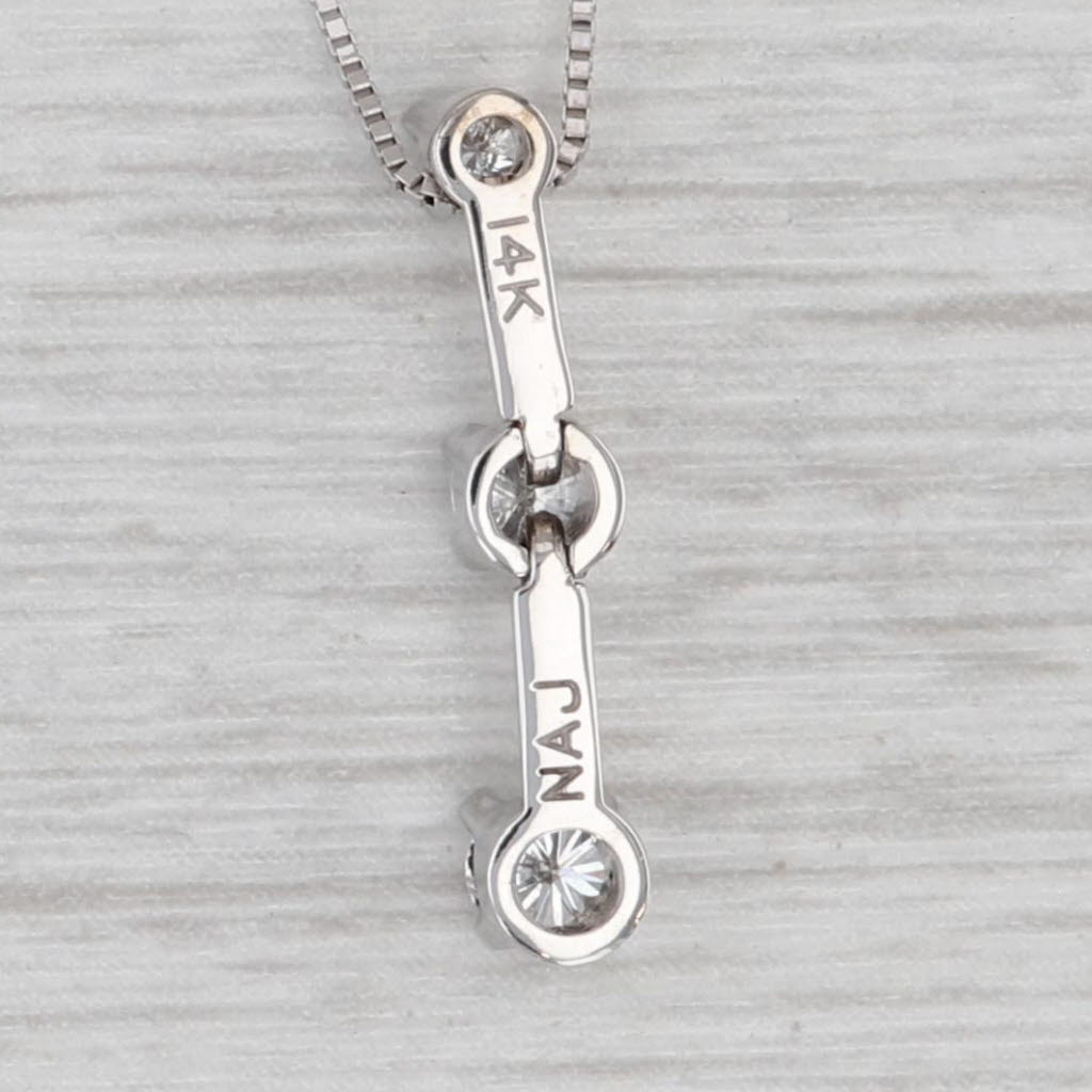 Gray 0.20ctw Diamond 3-Stone Journey Pendant Necklace 14k White Gold 17.5" Box Chain