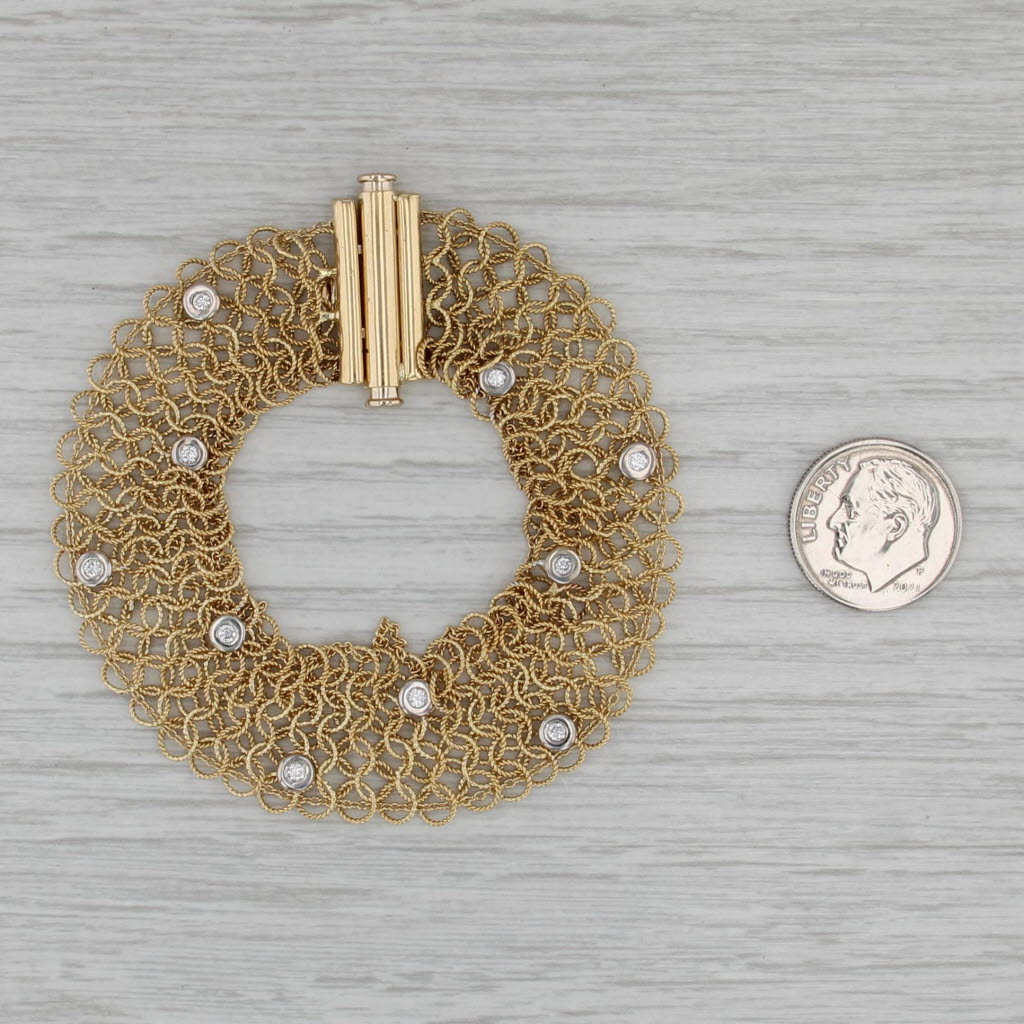 Moda Italia 0.30ctw Diamond Mesh Chain Bracelet 18k Yellow Gold 7.25"