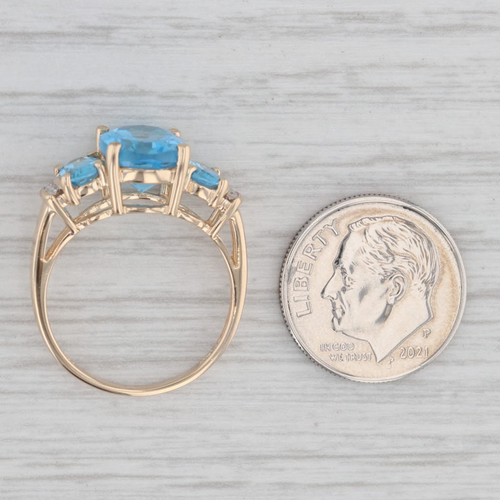 Gray 4.48ctw Oval Blue Topaz Ring 14k Yellow Gold Diamond Accents Size 7