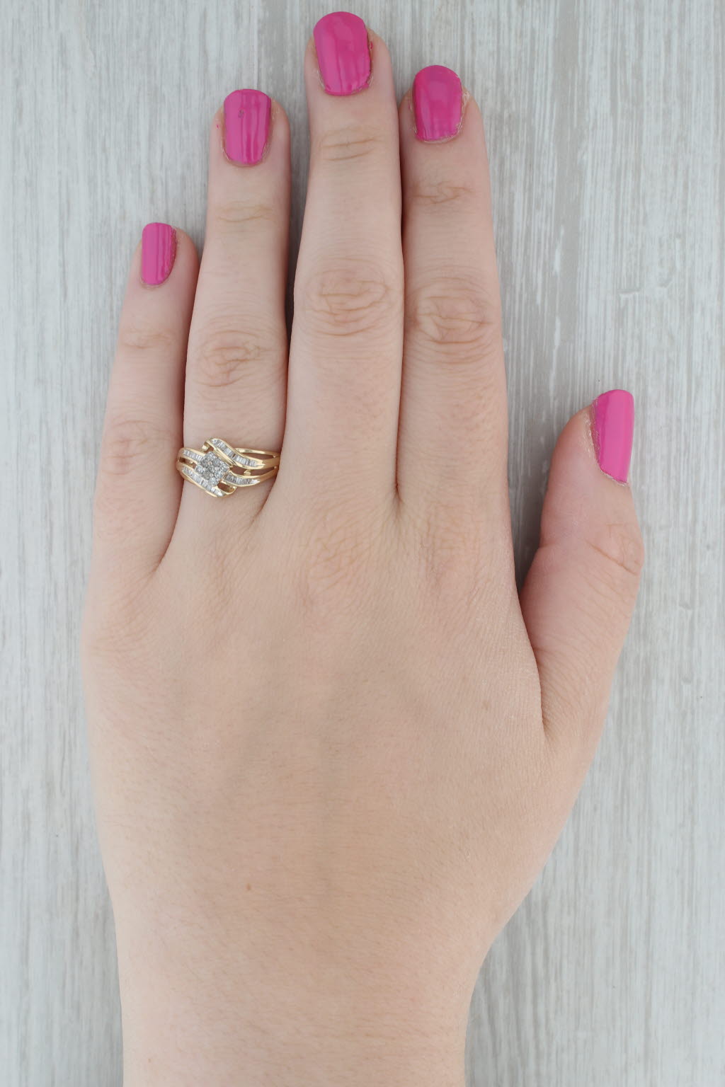 Gray 0.40ctw Diamond Cluster Engagement Ring 10k Yellow Gold Size 8.75