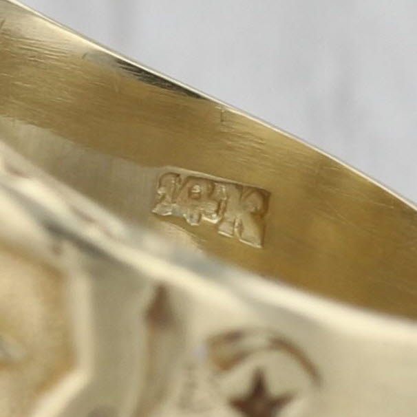 Vintage Diamond Masonic Scottish Rite Signet Ring 14k Gold Size 9.25-9.5