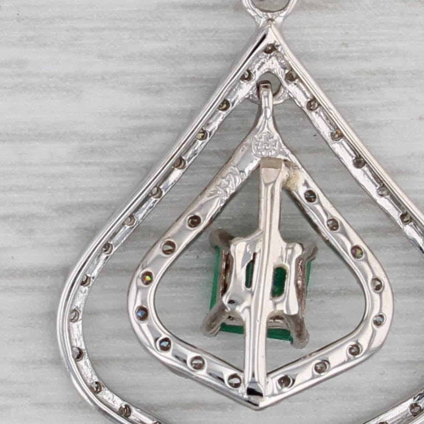 Gray 0.49ctw Emerald Diamond Teardrop Pendant 14k White Gold