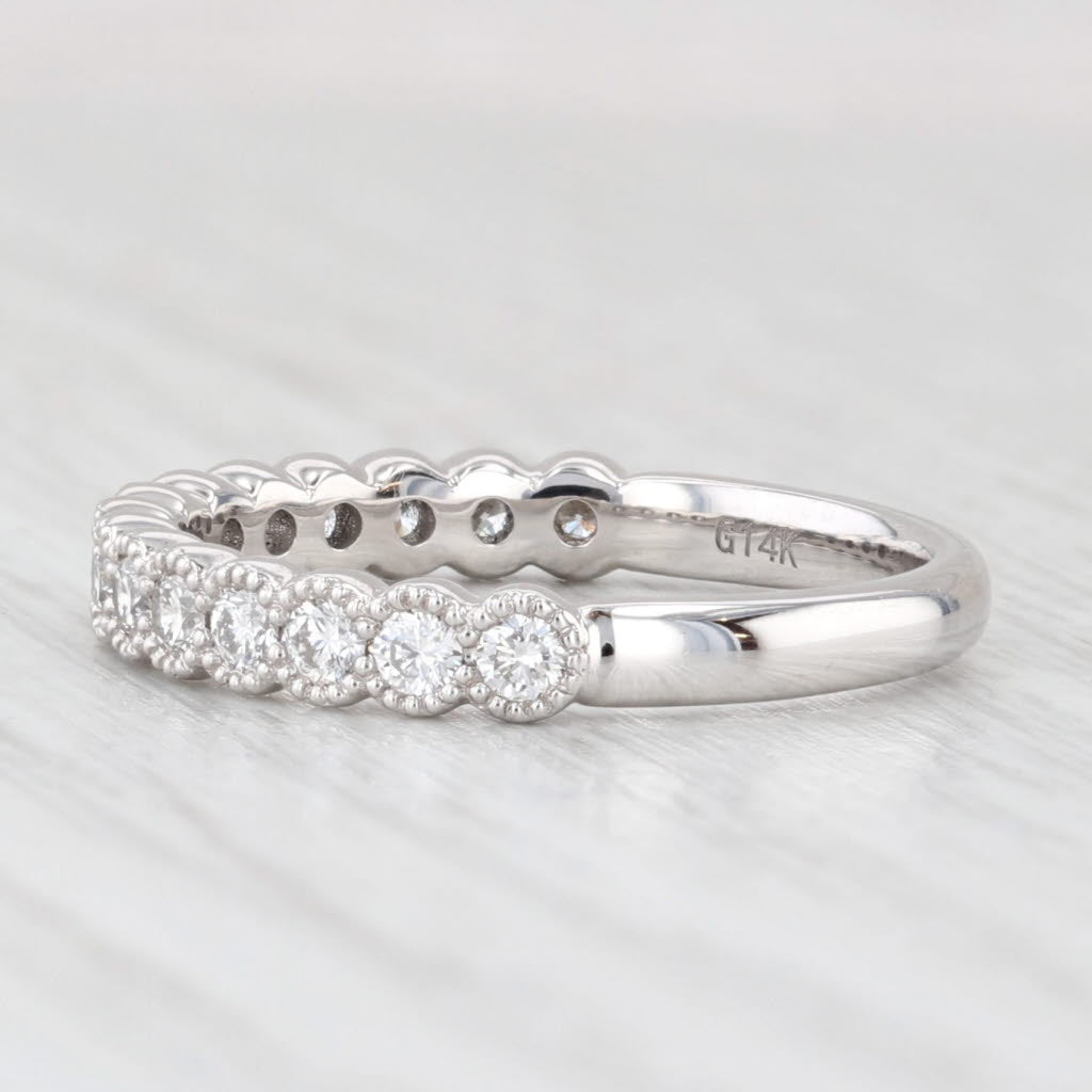 Light Gray New 0.54ctw Diamond Wedding Band 14k White Gold Stackable Anniversary Ring 6.5
