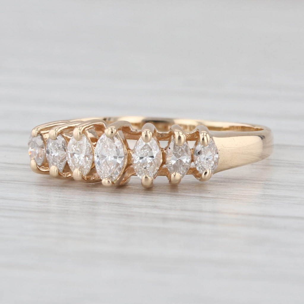 0.45ctw Diamond Tiered Rooftop Ring 14k Yellow Gold Size 6.5 Stackable Bridal