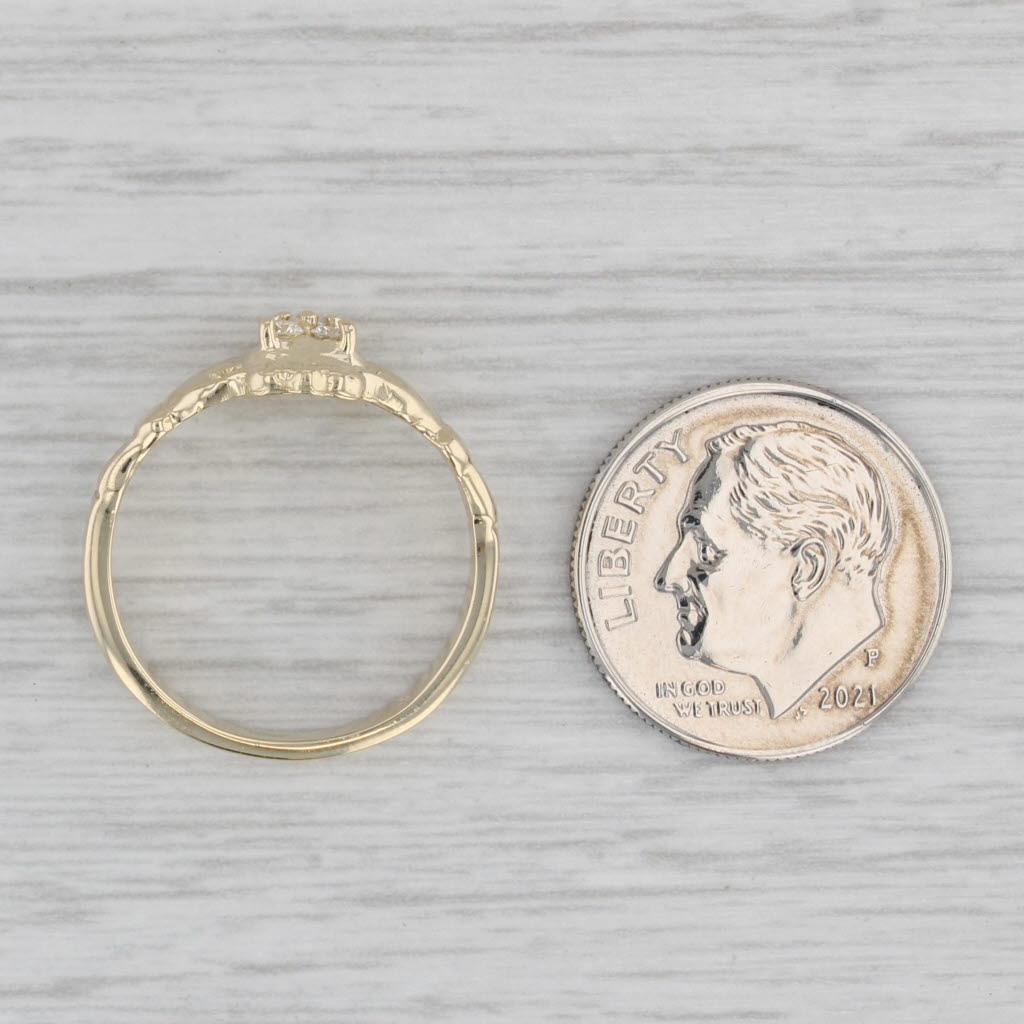 Gray Diamond Irish Claddagh Ring 14k Yellow Gold Size 6.25 Engagement