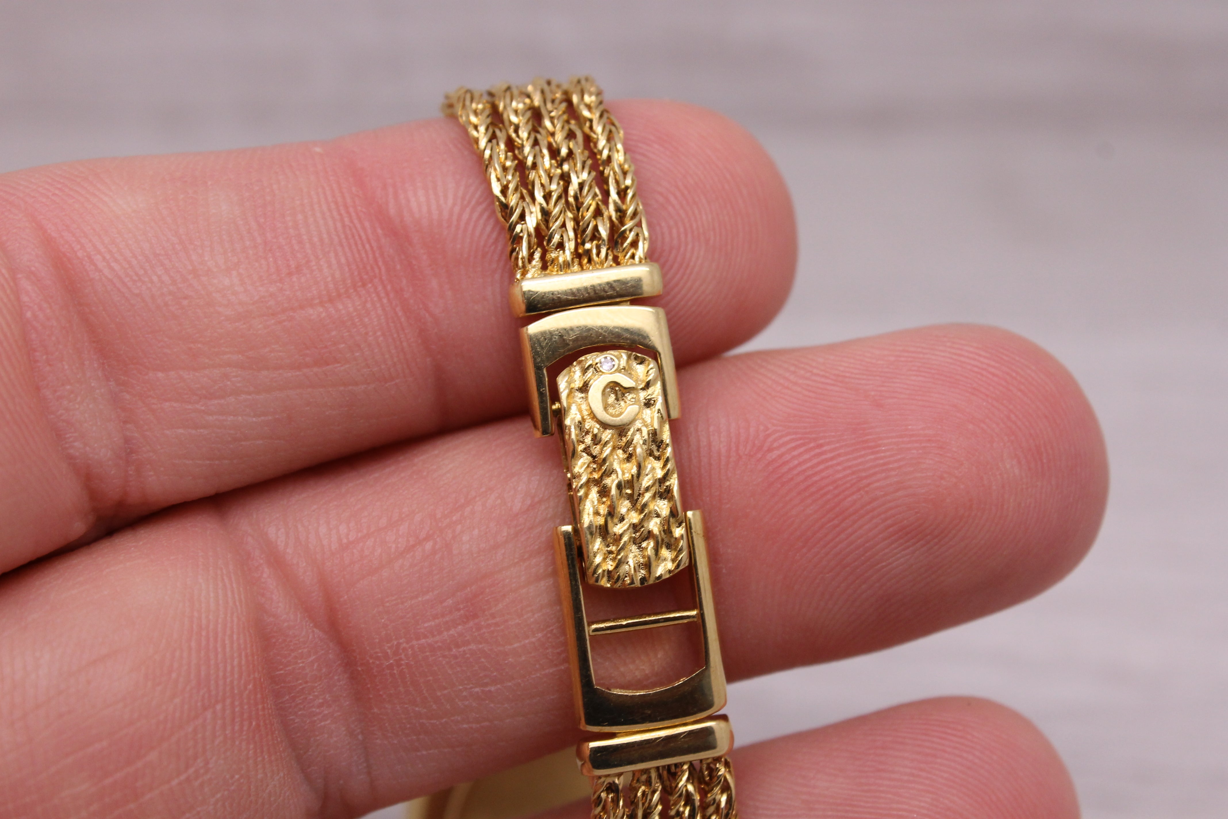 Chopard Happy Diamonds Ladies 24mm 18k Yellow Gold Quartz 4 Row Bracelet Watch