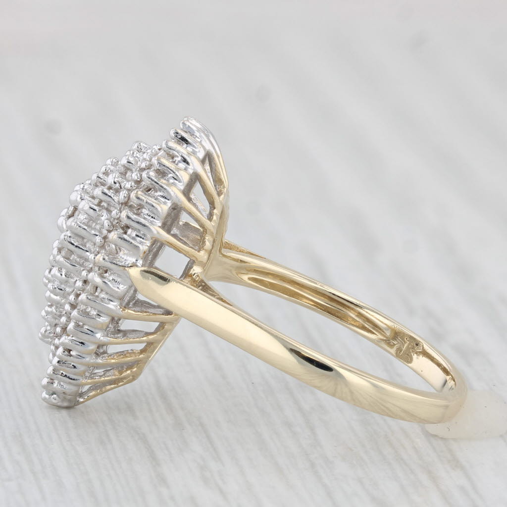 Light Gray 0.72ctw Diamond Cluster Teardrop Ring 10k Yellow Gold Size 7.25 Cocktail