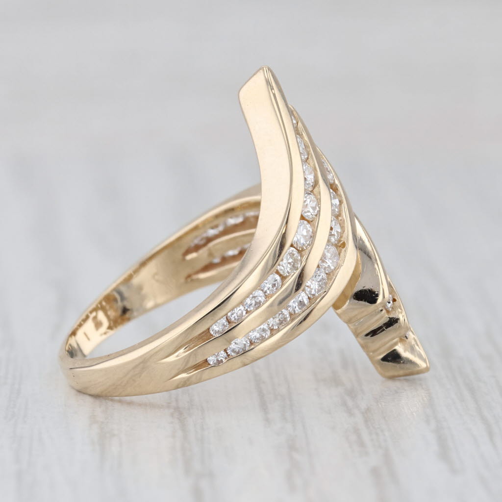 1.27ctw Diamond Rows Bypass Ring 14k Yellow Gold Size 8.25