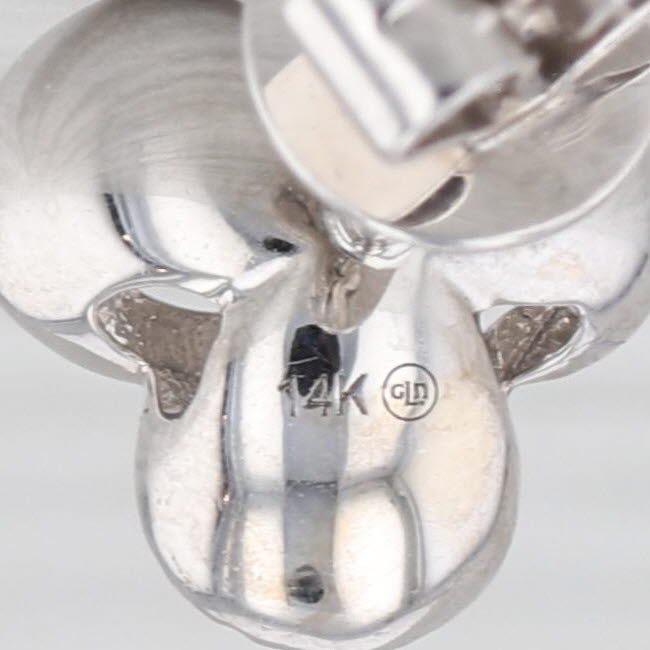 0.12ctw Diamond Clover Stud Earrings 14k White Gold 3 Petal Flower Studs