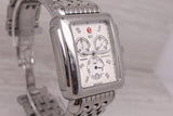 Rosy Brown Michele Deco XL Steel Quartz Chronograph Watch Diamond MOP Dial MW06Z00A0046