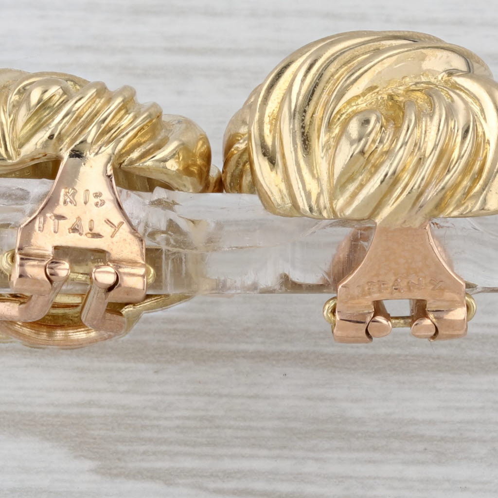 Tiffany & Co Knot Earrings 18k Yellow Gold Clip On Omega Backs