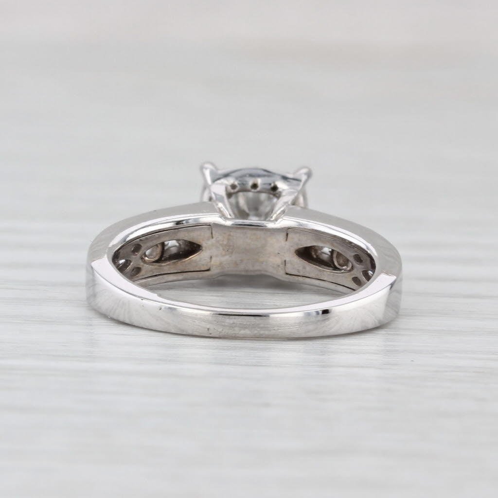 0.84ctw Round Brilliant Diamond Halo Engagement Ring 14k White Gold Size 5.5