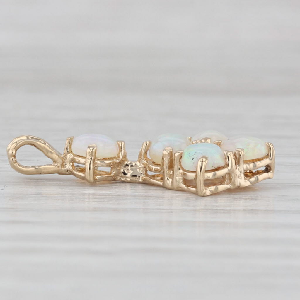Vintage Small Opal Pendant 14k Yellow Gold Round Cabochons