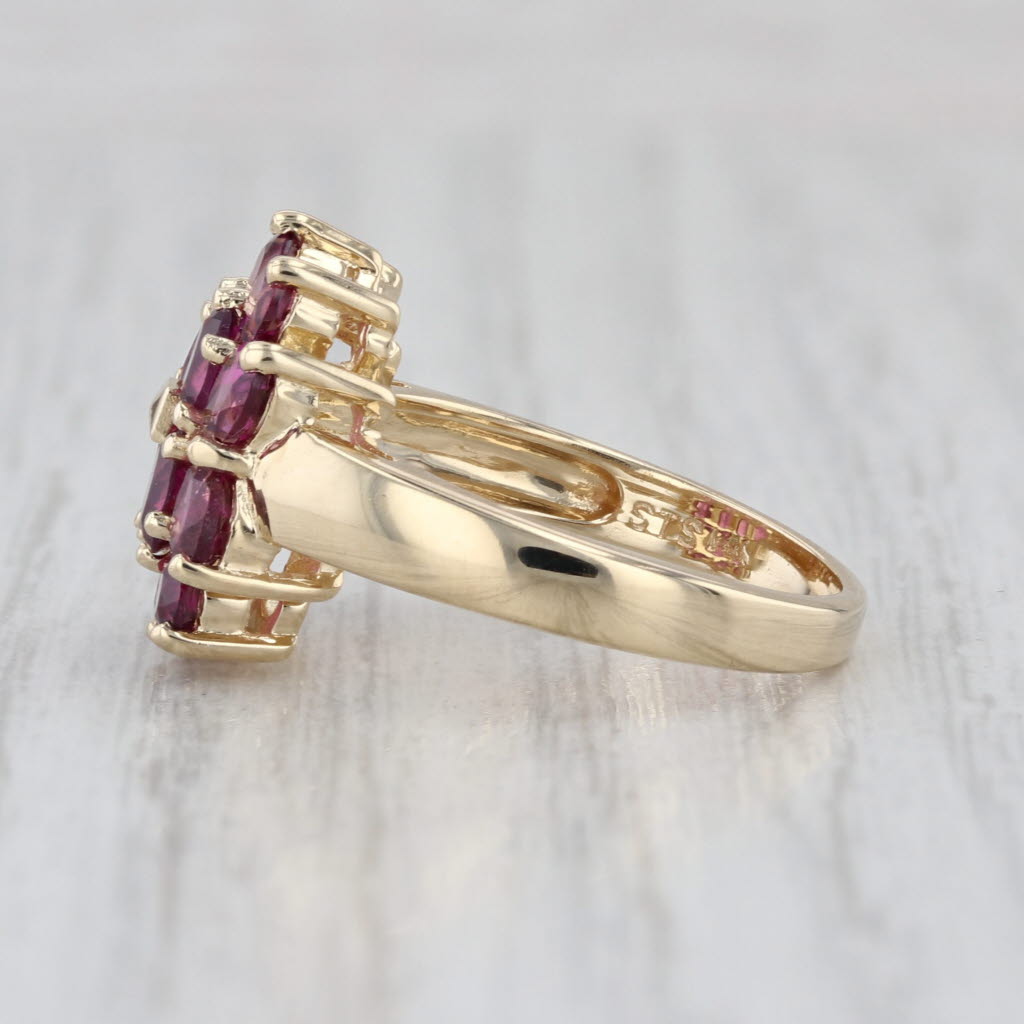 2.40ctw Garnet Cluster Flower Ring 14k Yellow Gold Size 6