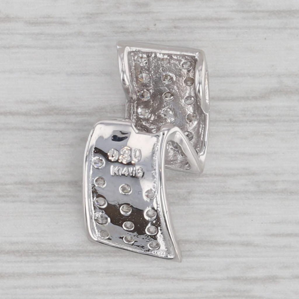 Gray 0.30ctw Diamond Ribbon Pendant 14k White Gold Floating Drop
