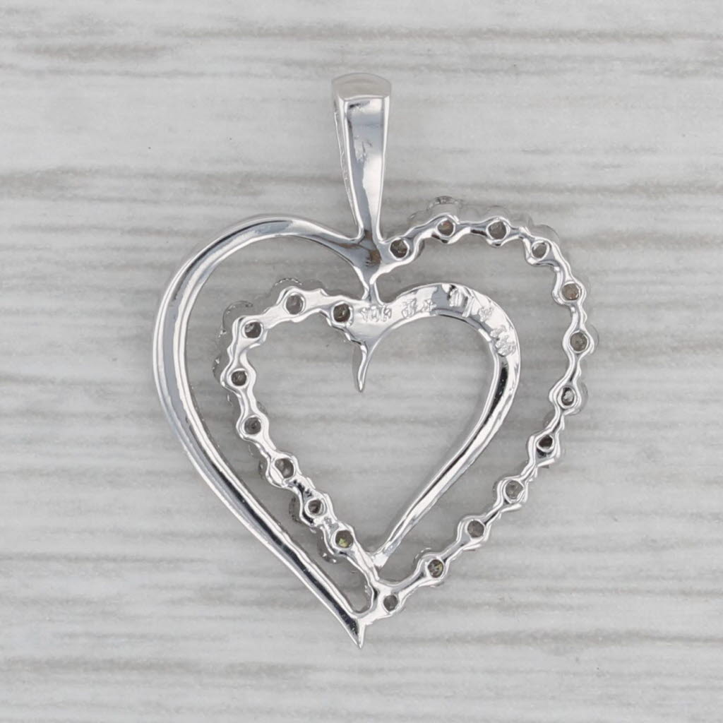 Gray 0.25ctw Diamond Double Heart Pendant 10k White Gold