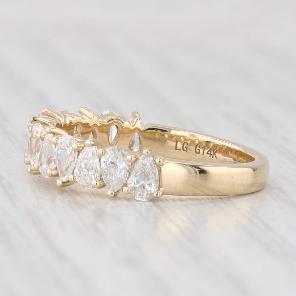 New 1.31ctw Lab Grown Pear Diamond Ring Wedding Stackable Band 14k Gold Size 6.5