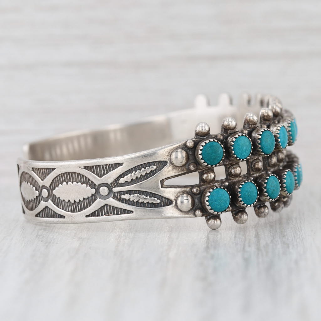 Vintage Imitation Turquoise Cuff Bracelet Sterling Silver Native American