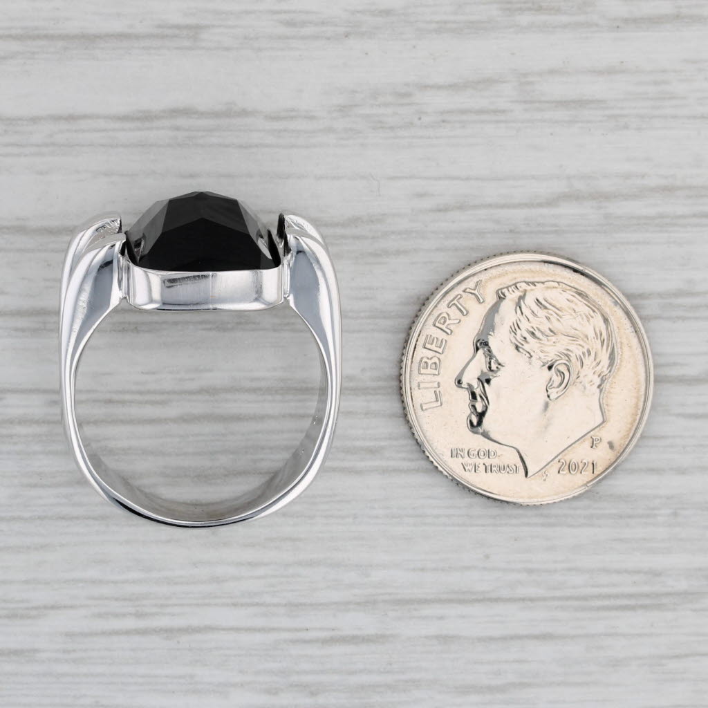 Gray Onyx Solitaire Ring 14k White Gold Size 6