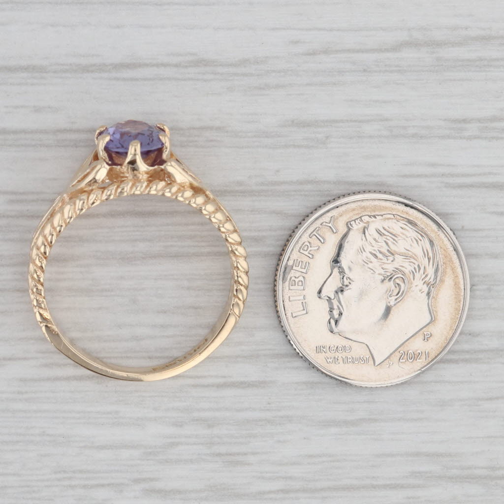 Gray 1.32ct Lab Created Purple Sapphire Ring 10k Yellow Gold Size 6.5 Floral