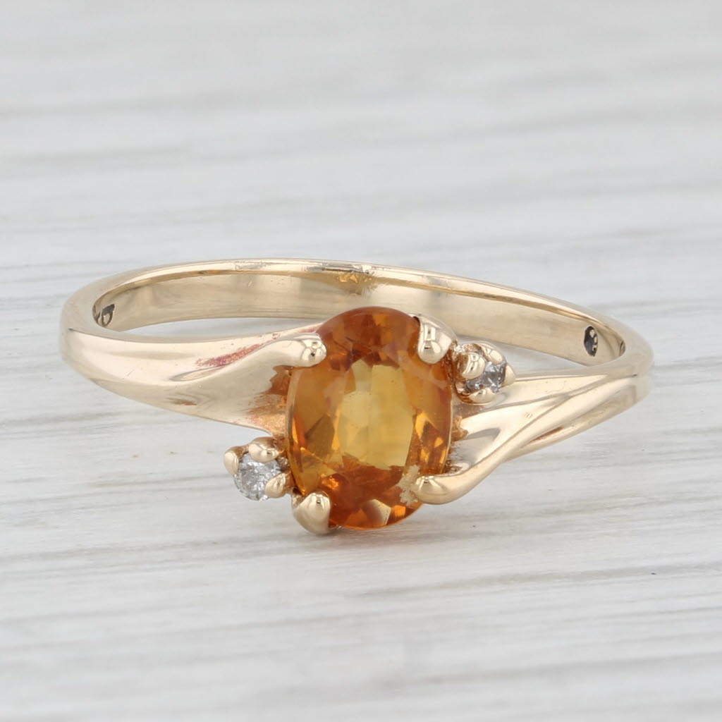 Light Gray 0.70ct Oval Citrine Solitaire Ring 10k Yellow Gold Size 6.25 Diamond Accents
