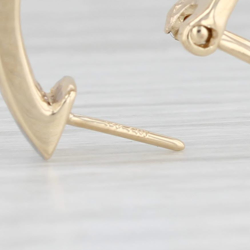 Light Gray 0.80ctw Diamond Journey J-Hook Hoop Earrings 14k Yellow Gold Pierced Omega Backs