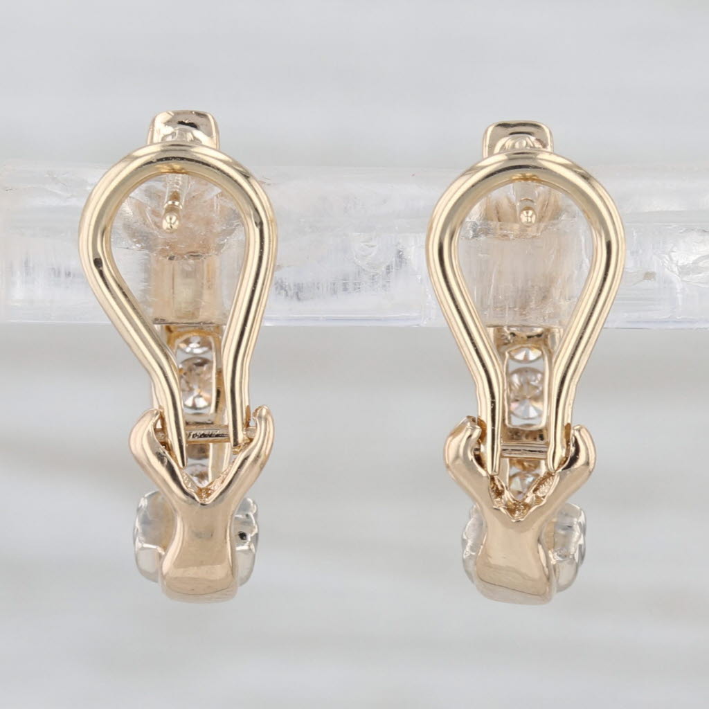 0.20ctw Diamond J-Hook Earrings 14k Yellow & White Gold Omega Backs