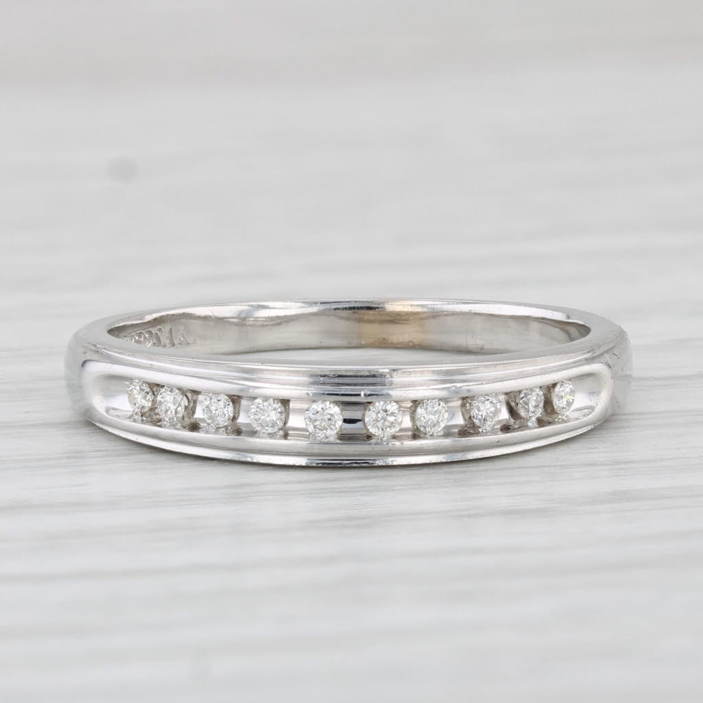 Light Gray 0.15ctw Diamond Wedding Band 14k White Gold Size 8 Stackable Ring