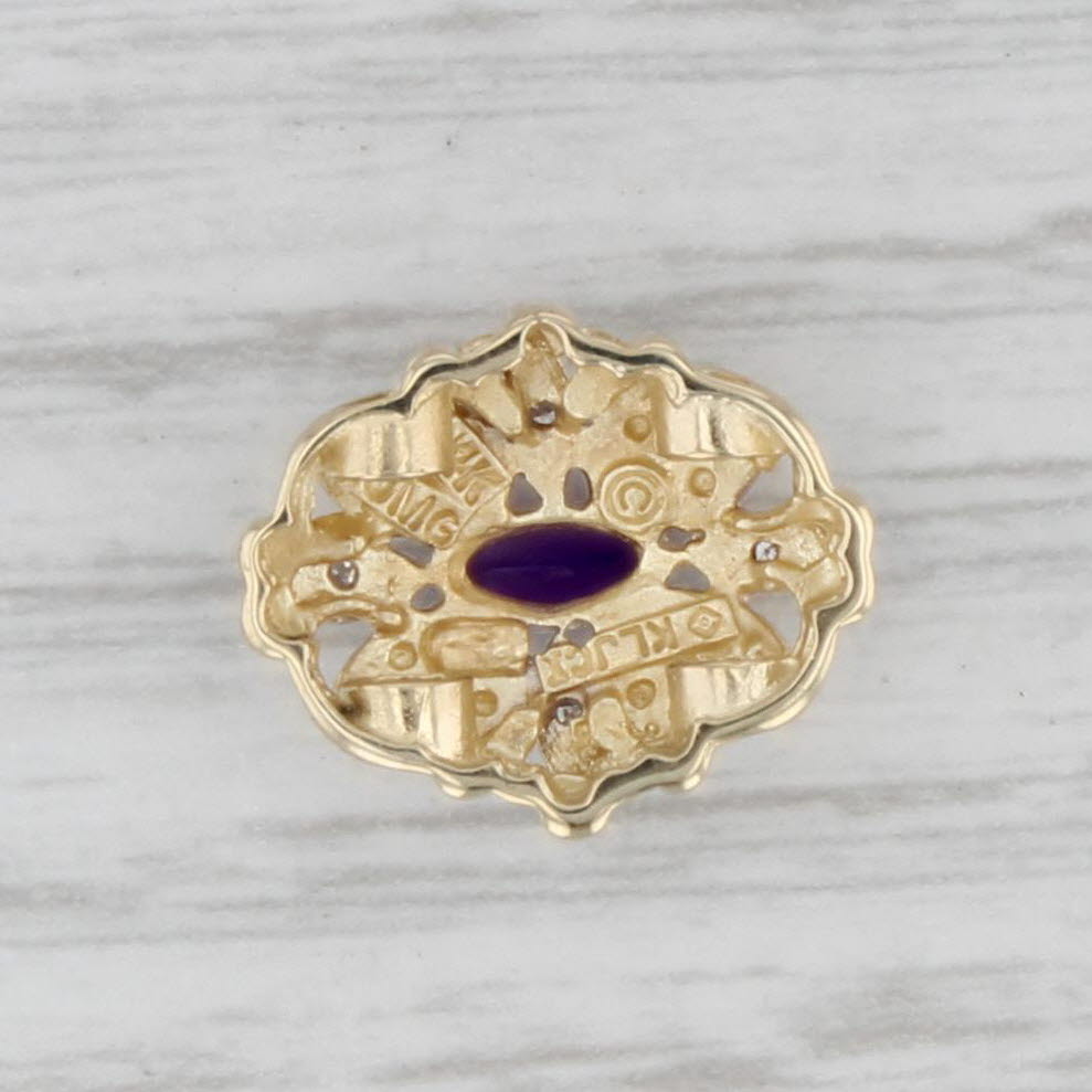 Gray Vintage Richard Klein 0.22ct Amethyst Diamond Slide Bracelet Charm 14k Gold