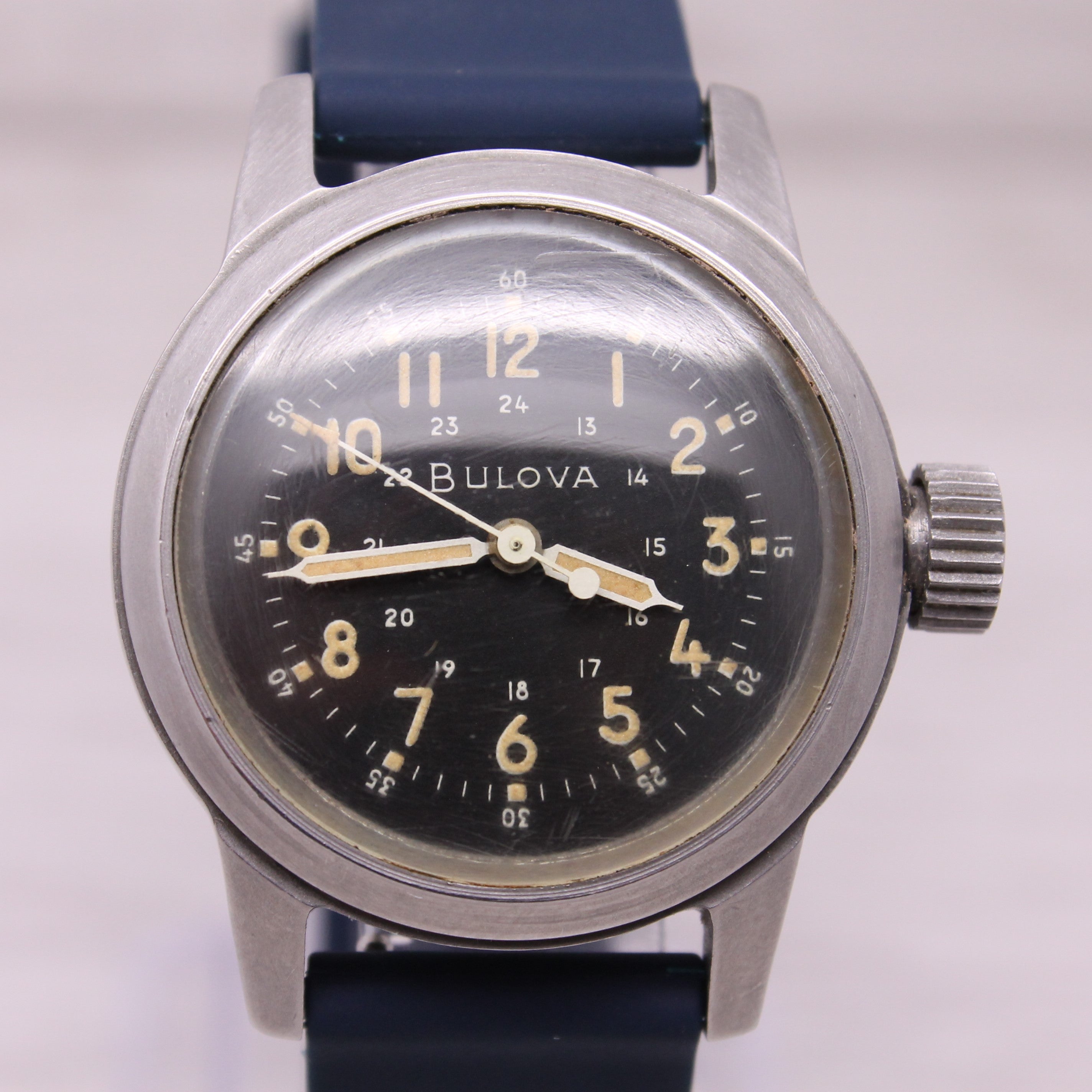 Gray Vintage 1950's Bulova A17A Mens 32mm US Military Manual Watch Hacking Parkerized