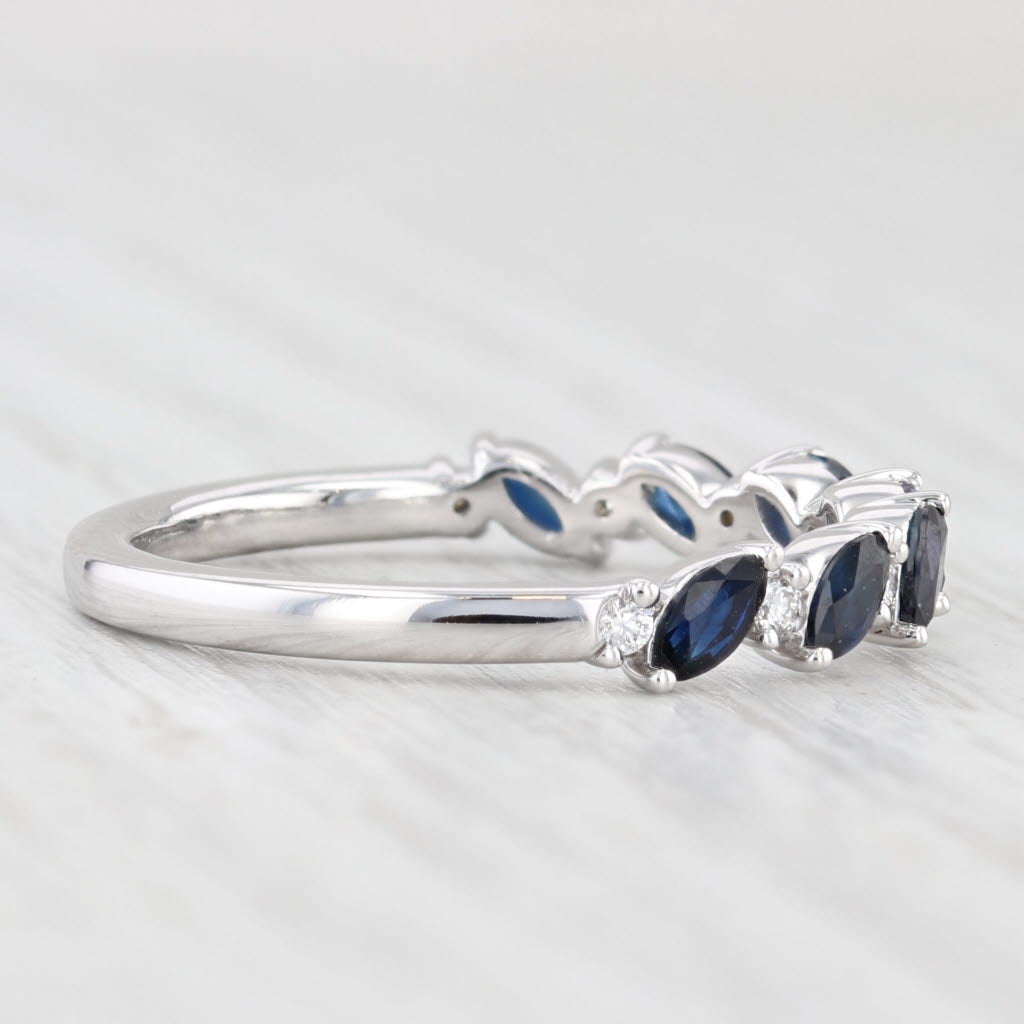 Light Gray 0.96ctw Diamond Sapphire Ring 14k White Gold Size 7.5 Stackable Wedding Band