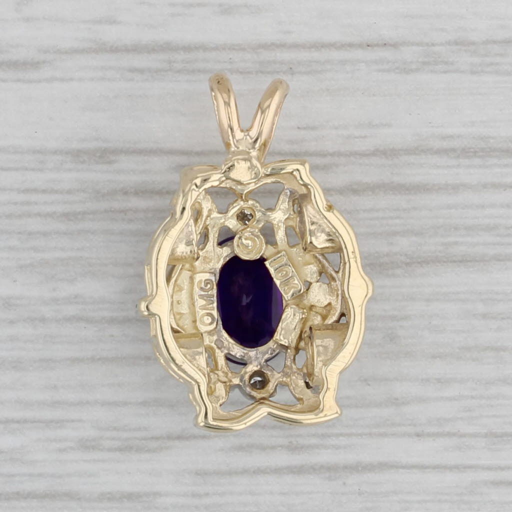Gray 0.65ct Oval Amethyst Diamond Pendant 10k Yellow Gold